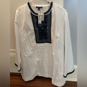 RSVP by Talbots black beads white tunic